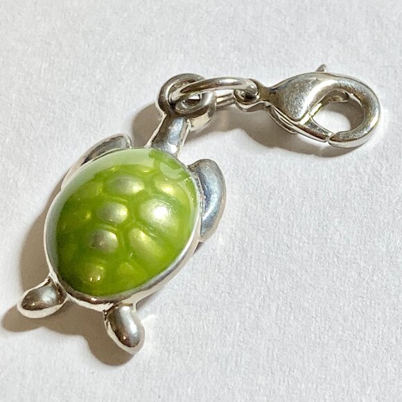 Vtg Sea Turtle Clip On Charm Zipper Pull Purse Bag Green Nautical Island Beach - Picture 3 of 7